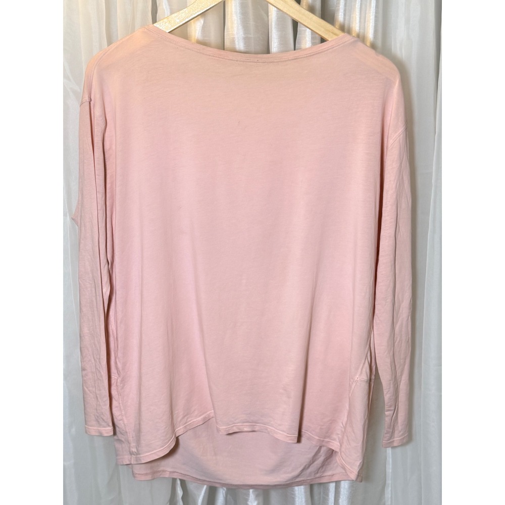 Lululemon Long Sleeve Top Womens 10 Pink Back Draped Seam Relaxed Fit Boat Neck